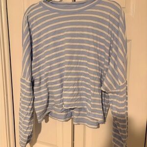 Aerie Light Blue and White Striped Top